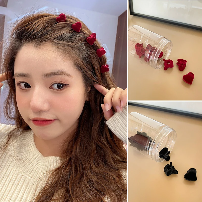 5PC/Set Cute Rabbit Love Girls Children Hair Clip Soild Color Velvet Small HairClaws Popular Hair Catches Women Hair Accessoirs