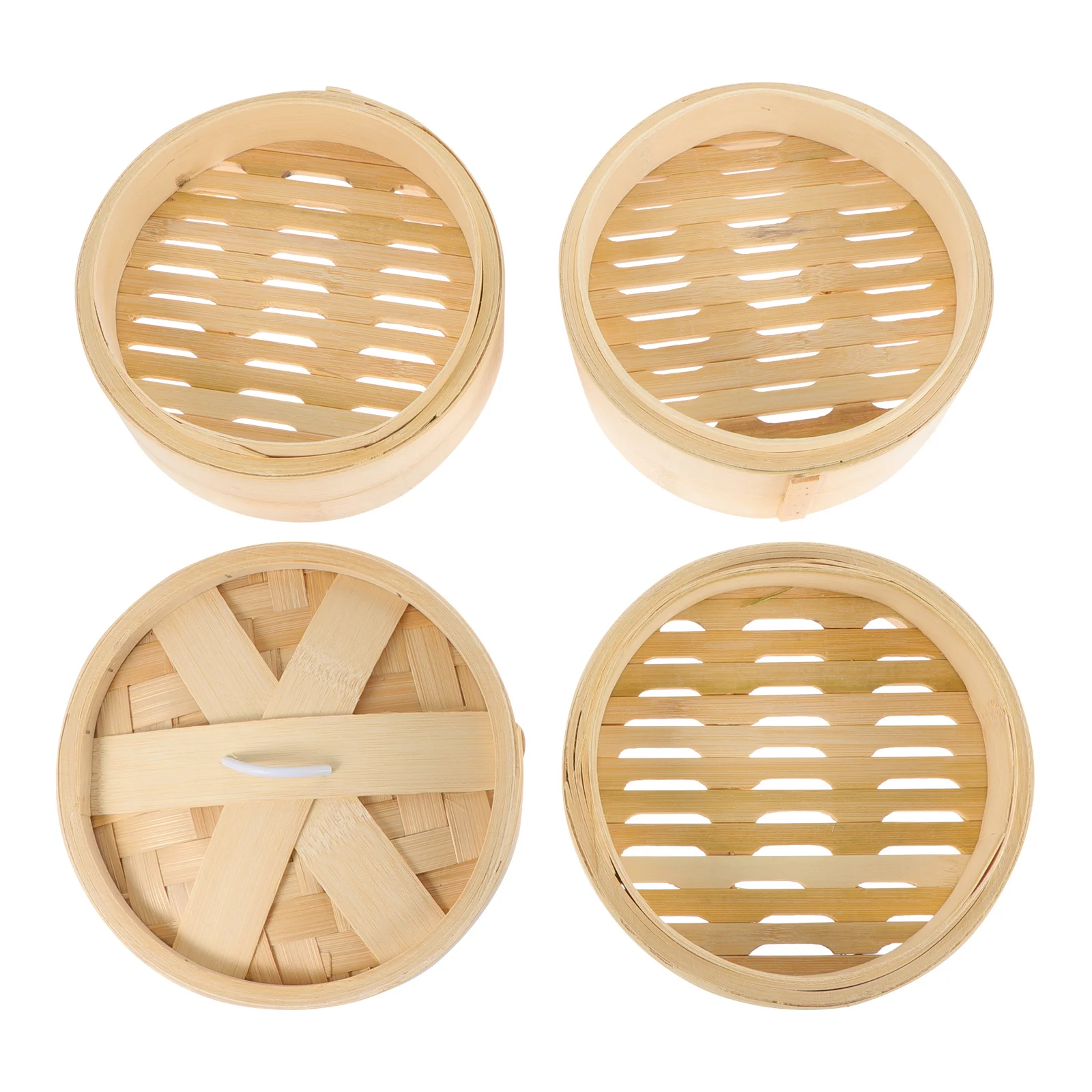 

1Set Bamboo Food Steamer Kitchen Steamer with Lid Reusable Basket Steamed Buns Cooking Tool Healthy Breakfast Steamers