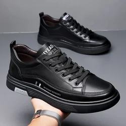 High Quality Brand Massage Soles Sports Shoes Men's Genuine Leather Casual Shoes Thick Soles Conference Business Shoes