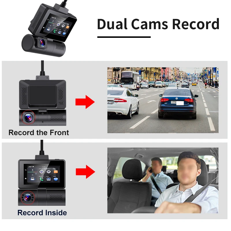4G LTE ADAS Dual Lens Dash Cam GPS Night Vision 3