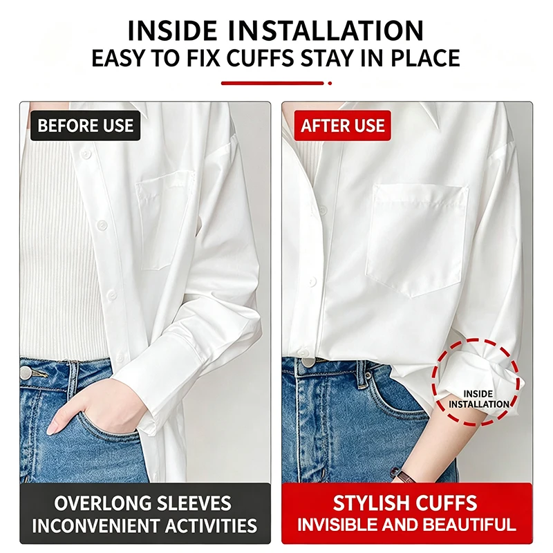 2/4Pcs Adjustable Lace Sleeve Holders,No-Sew Elastic Shirt Cuff Straps For Fixing Rolled Sleeves,Shorten Sleeve& Pant Leg Length view 4