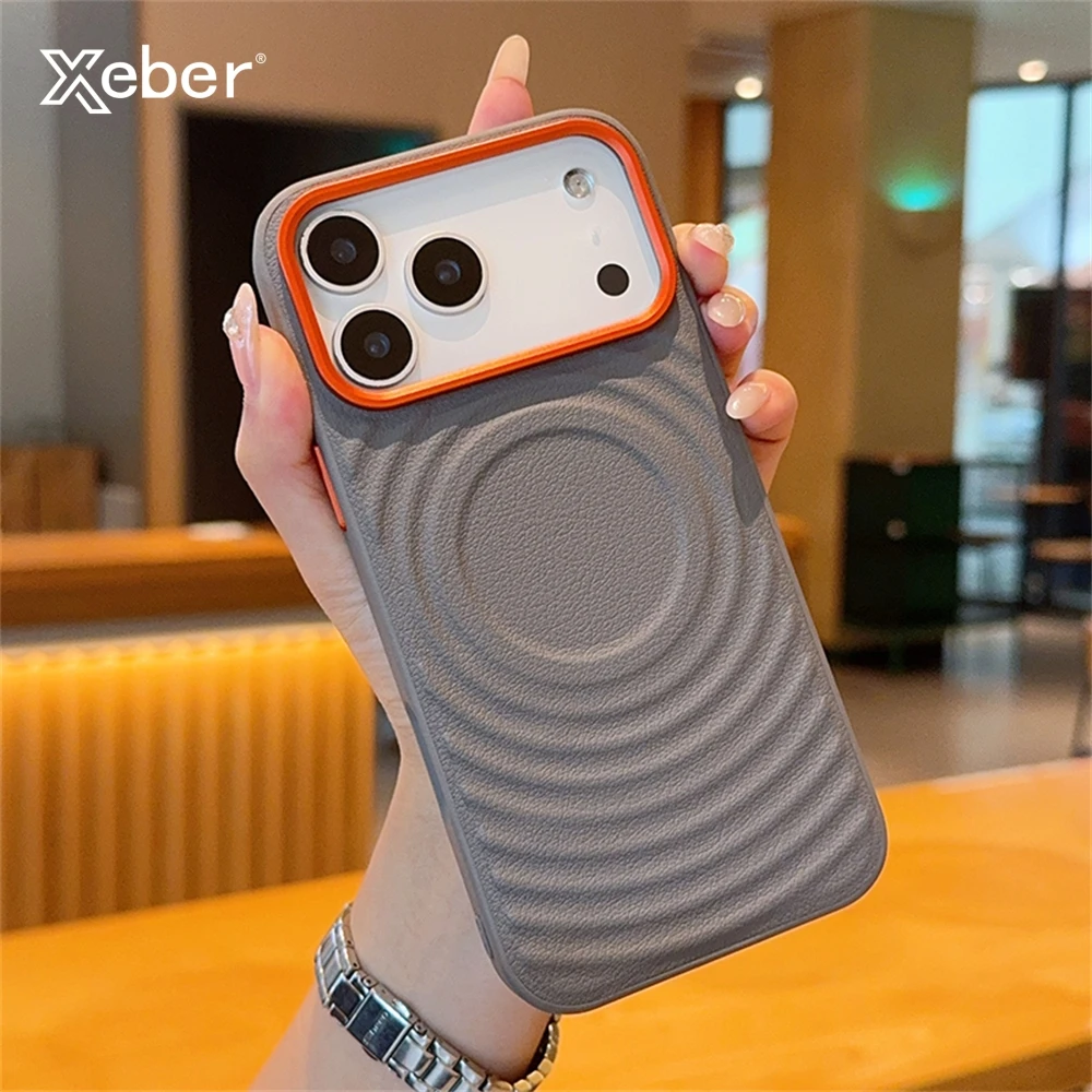 Welligkeit Muster Schutzhülle Magnetische Stoßfest Fall Für iPhone 17 Air 16 15 Pro Max Plus 16E Für Magsafe Wasser Welligkeit magnet Capa