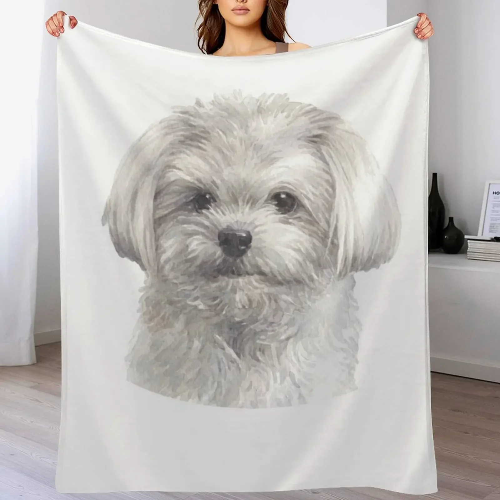 

Cute Maltese Watercolor Art Throw Blanket Retros Travel Blankets For Sofas Blankets For Baby Blankets