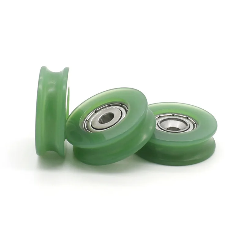 Stainless steel bearing S605ZZ rubber-coated pulley concave U-shaped track guide wheel plastic-coated wear-resistant roller
