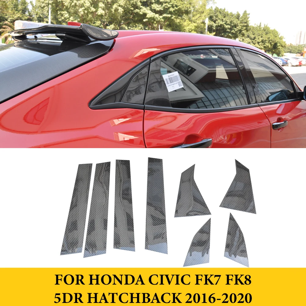 

For Honda Civic FK7 FK8 5D Hatchback 2016-2020 Carbon Fiber Door Trim Cover Kit Pillar Posts Car Styling