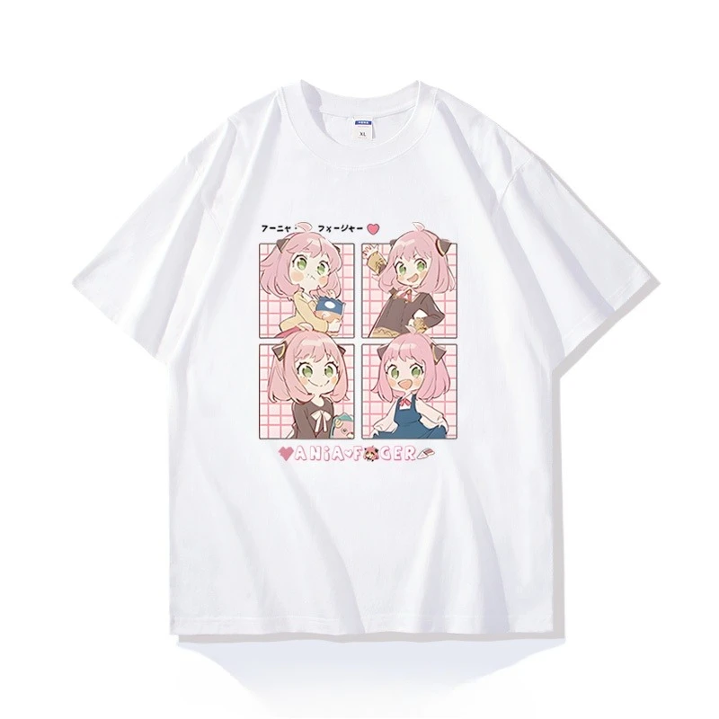 مينيسو جاسوس X الأسرة انمي ياباني أنيا فورجر جرافيك طباعة تي شيرت الشارع الشهير الرجال النساء موضة قصيرة الأكمام حجم كبير للجنسين #1