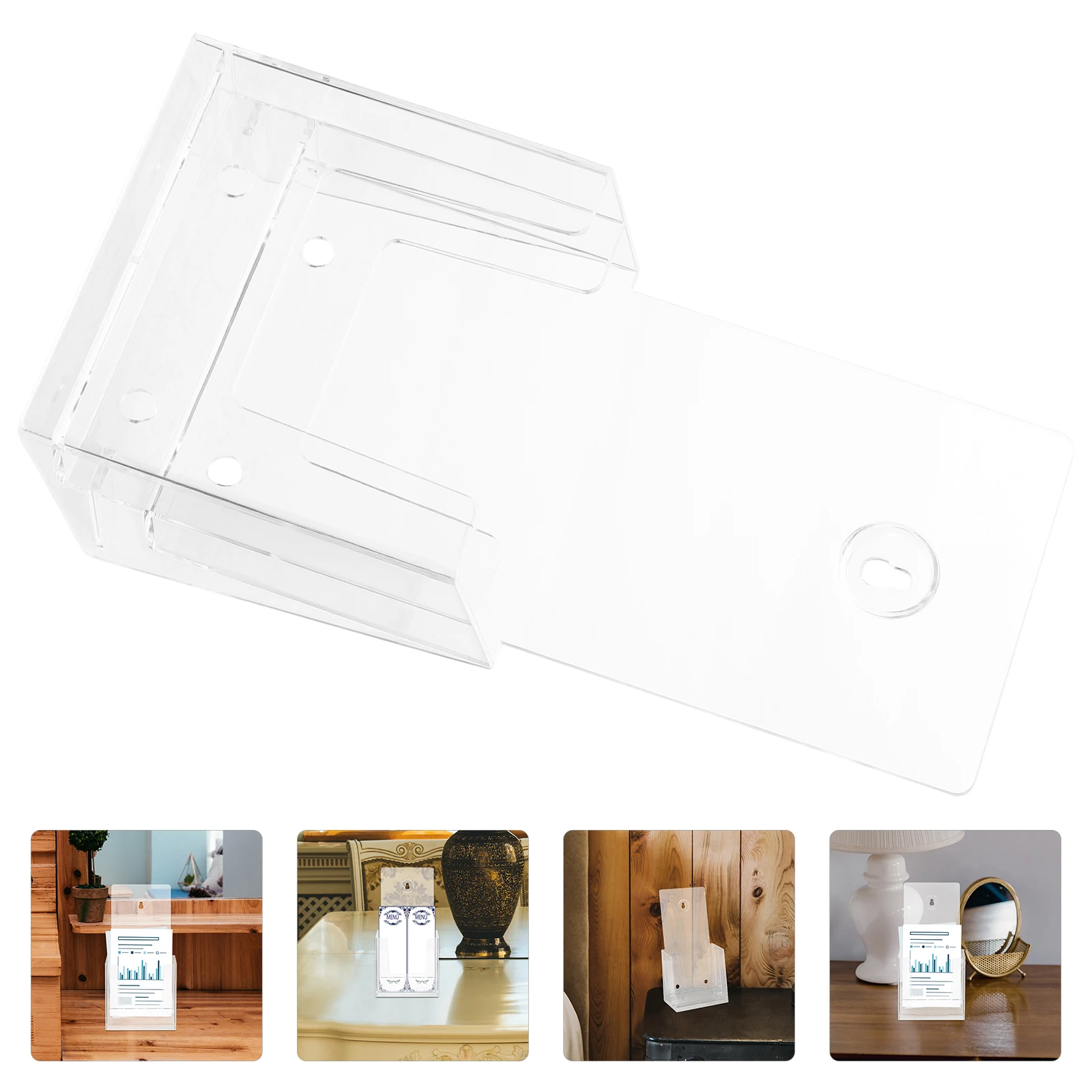 Desktop File Mounted Document Holder Acrylic Paper Stand Transparent Space Saving Organizer Pamphlets