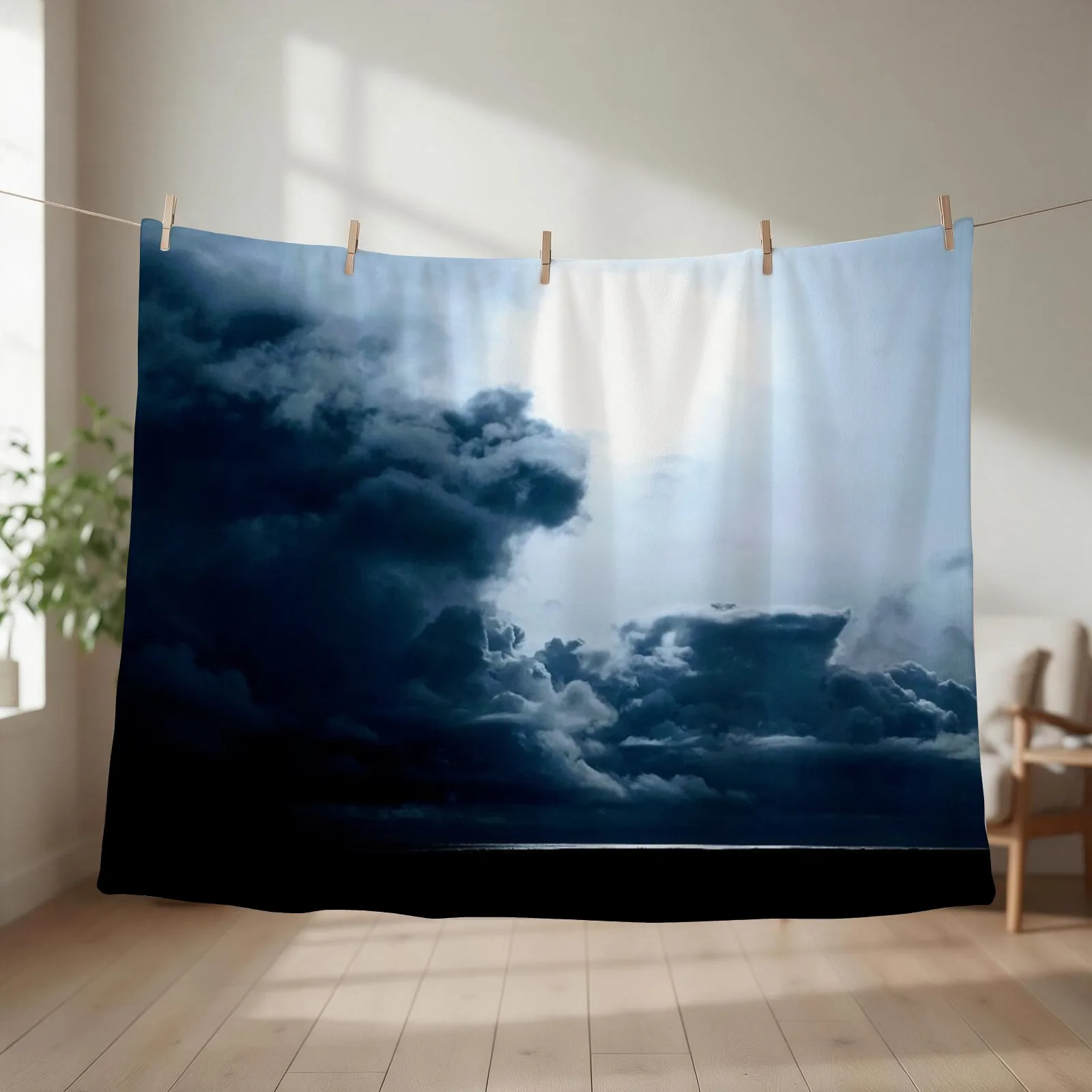Storm Clouds Over The Sea Throw Blanket couch cozy soft plush fuzzy picnic outdoor blanket