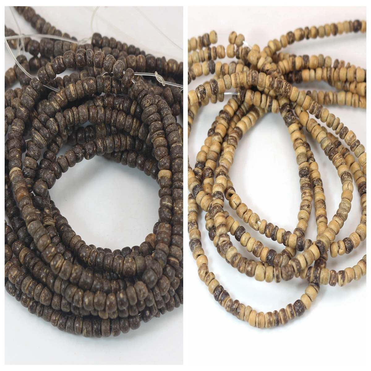 Perles Rondelle AMP Foncé Naturel, 5 Brins, 14 ", 3mm