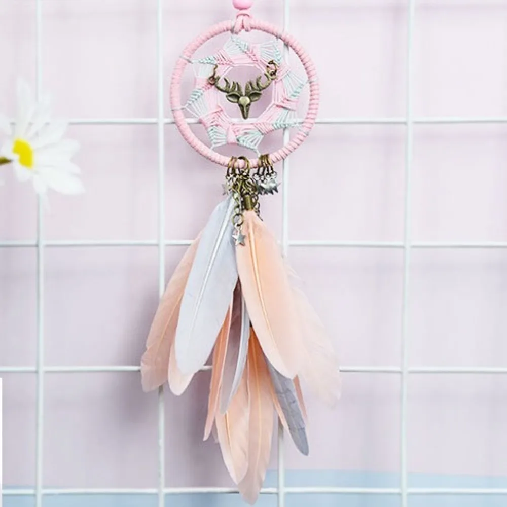 Handmade Dreamcatcher Car Pendant Good Luck Adornment Car Hanging Ornament Mini Delicate Macrame Wall Hanging Home Decor