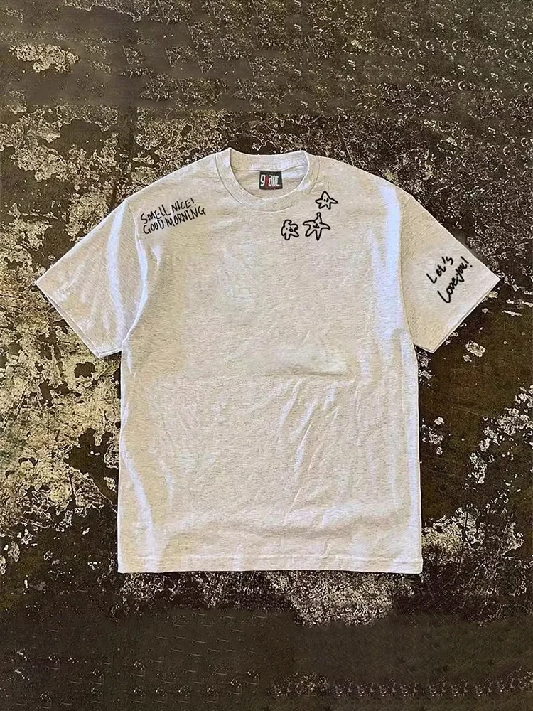 Loose Fit Short Sleeve T-Shirt 260 Pure Cotton Double Thread Upupxia Couples Casual Tee for Men And Women