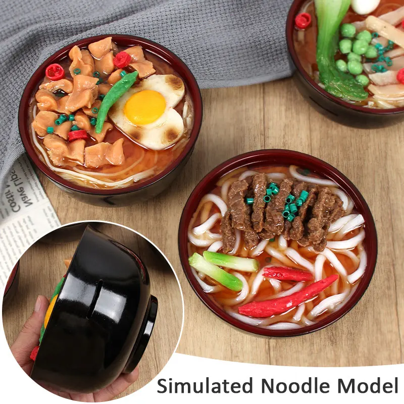 

Plastic Fake Ramen Piggy Bank Egg Beef Seafood Ramen Bowl Simulated Food Model Funny Piggy Bank Restaurant Window Display