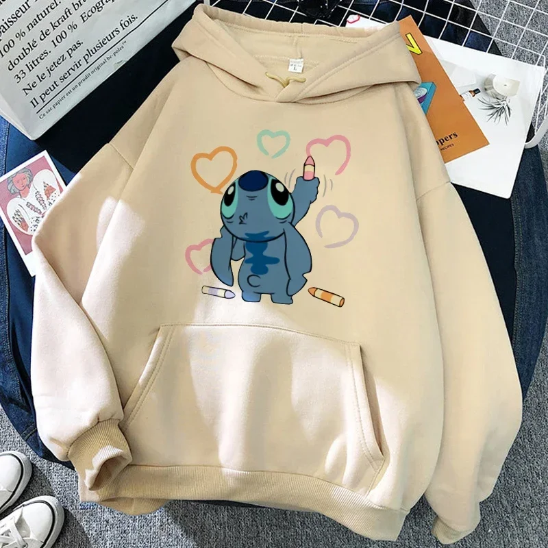 New Christmas Disney Sweatshirt Lilo Stitch Funny Cartoon Hoodies Women Harajuku Cute Stitch Anime Manga Streetwear Hoody Female