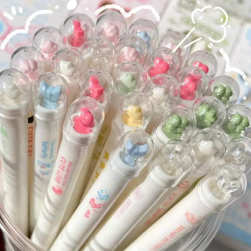 

4pcs Lucky Pen Creativity Rotating Pen Retractable Flower Gel Pens 0.5mm Fine Tip Quick Dry Black Ink Office School Stationery
