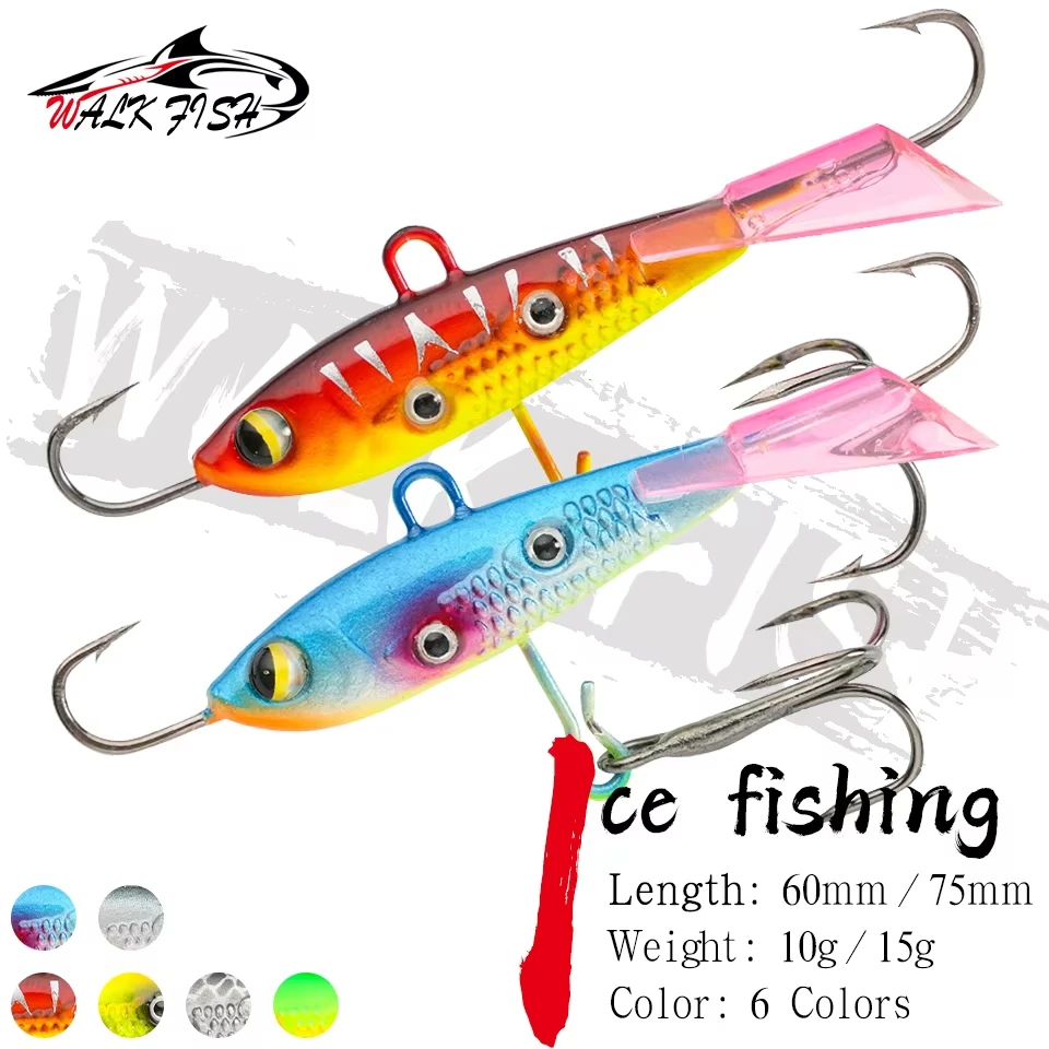 WALK FISH 1Pcs 10g 15g Winter Ice Fishing Lure Jigging Balancer Tackle Hard Bait Lures Sinking Metal for Bass Pike Carp Perch