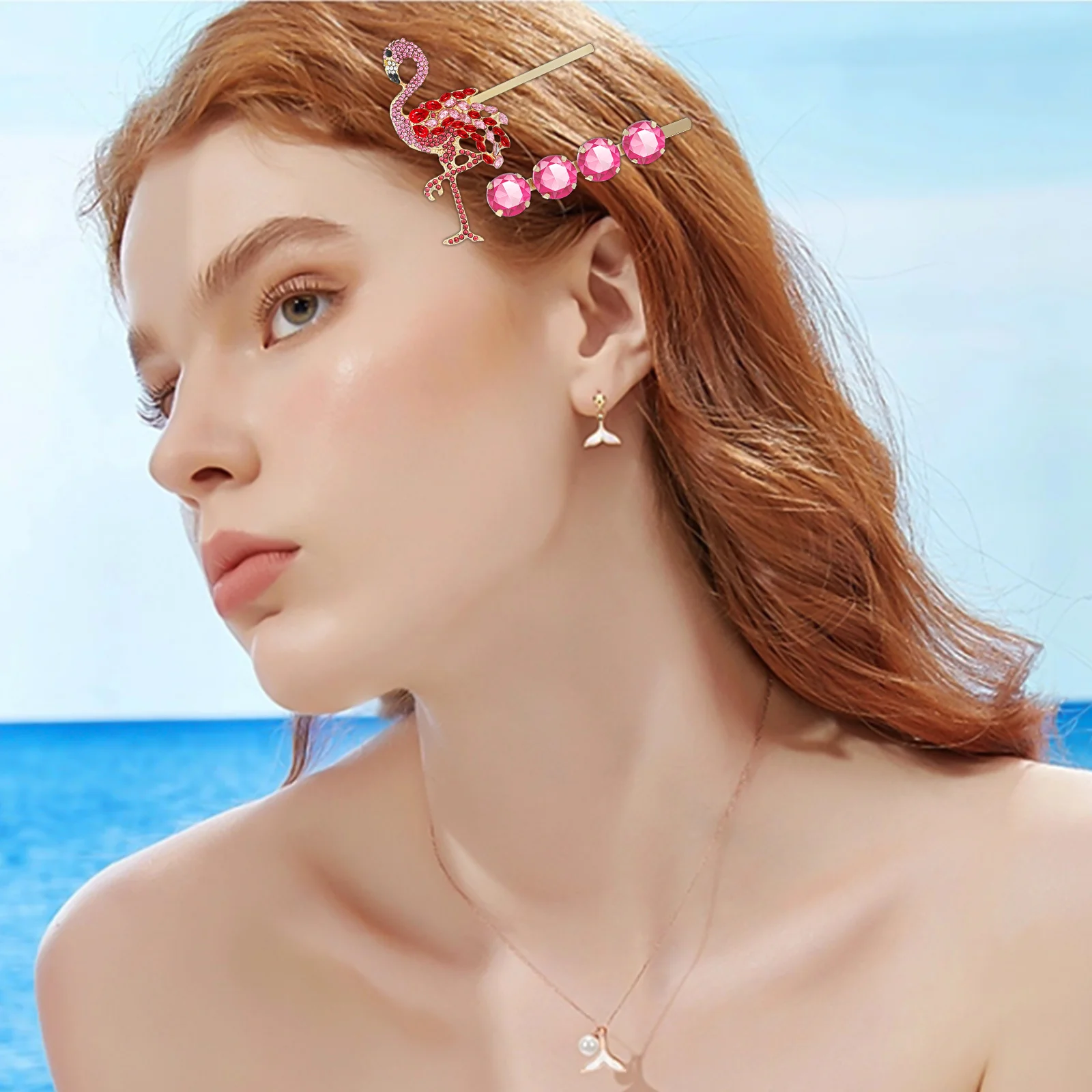 

3Pcs Flamingo Rhinestone Hair Clips Set Elegant Barrettes Hairpins Women Hair Accessories Ideal for Prom Party Daily Use