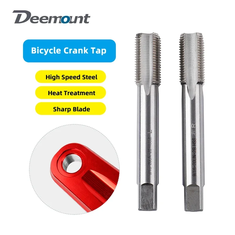 Deemount 9/16-20 inch Bicycle Crank Pedal Thread Tapping Rod Left Right Threading MTB Road Crankset High Speed Steel Drill Bits