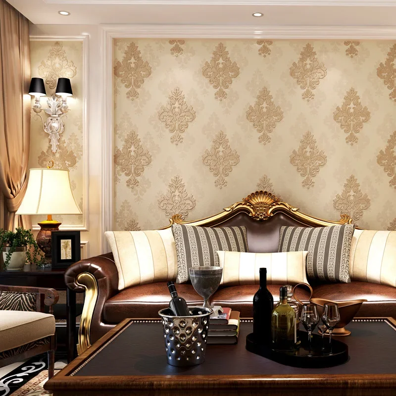 3D European Damascus Wallpaper Waterproof Luxury Warm Bedroom Living Room Engineering TV Background Wall Wallpaper