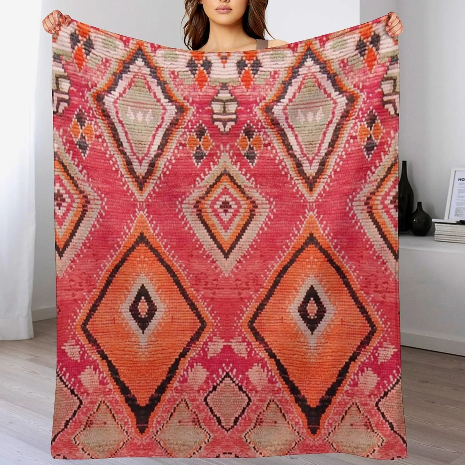

Heritage Moroccan Berber Throw Blanket Cozy Home Blanket Gift for Christmas Holiday