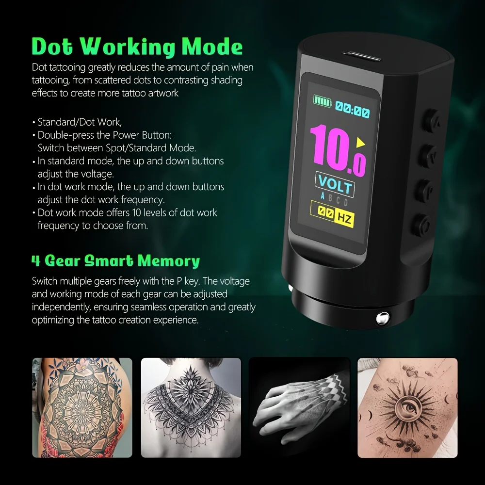 XNET PYRO Rotary Tattoo Machine Wireless Tattoo Pen Adjustable Stroke 2.0-4.2MM All-Aluminum Body 1600mAh Battery Capacity - view 4