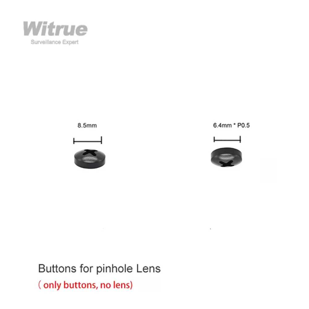 CCTV  Accessories Metal Buttons Black for Phinhole Camera Lens with Screw Mount Size 6.4mm * P0.5 Diameter 8.5mm