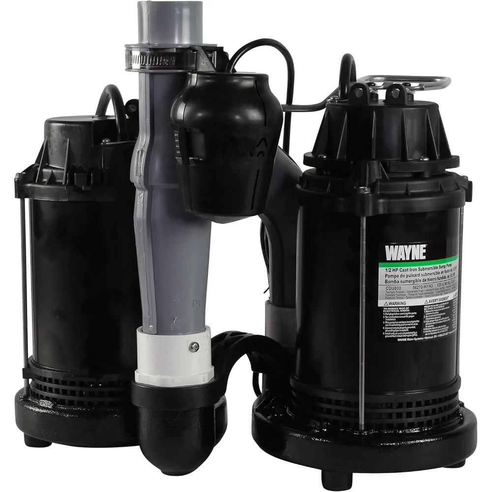 1/2 HP Basement [Sump] [Pump] System with Integrated Vertical Float Switch and 12 Volt [Battery] Back Up Capability