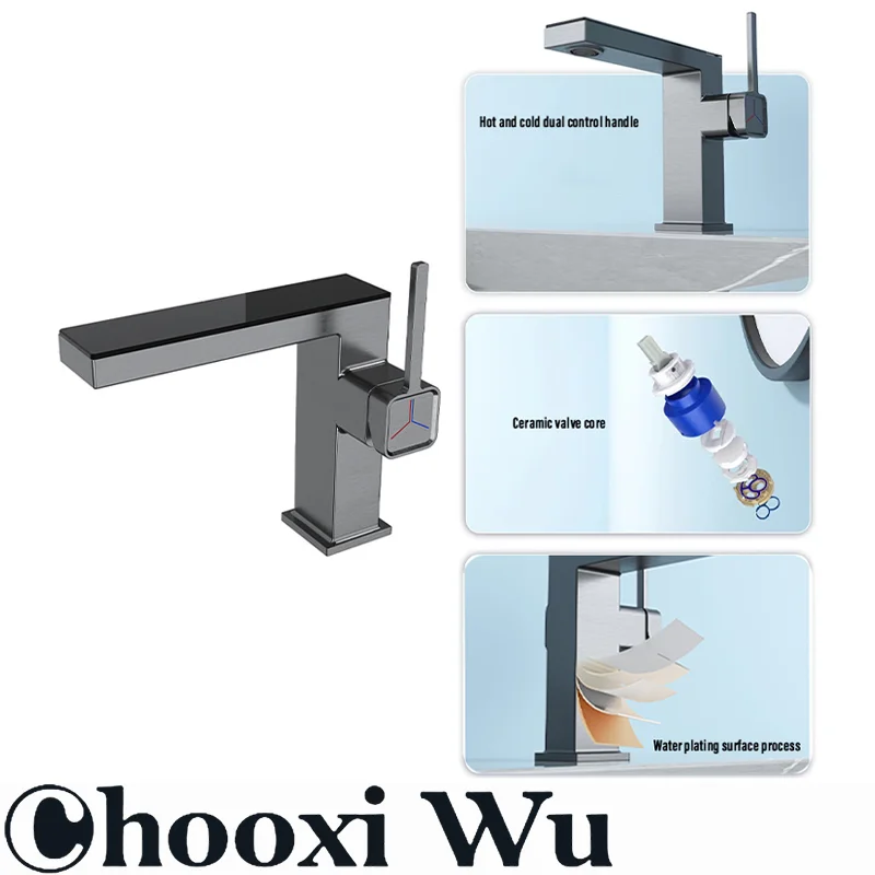 

Bathroom basin hot and cold waterfall digital display faucet, bathroom and household washbasin dual-purpose faucet