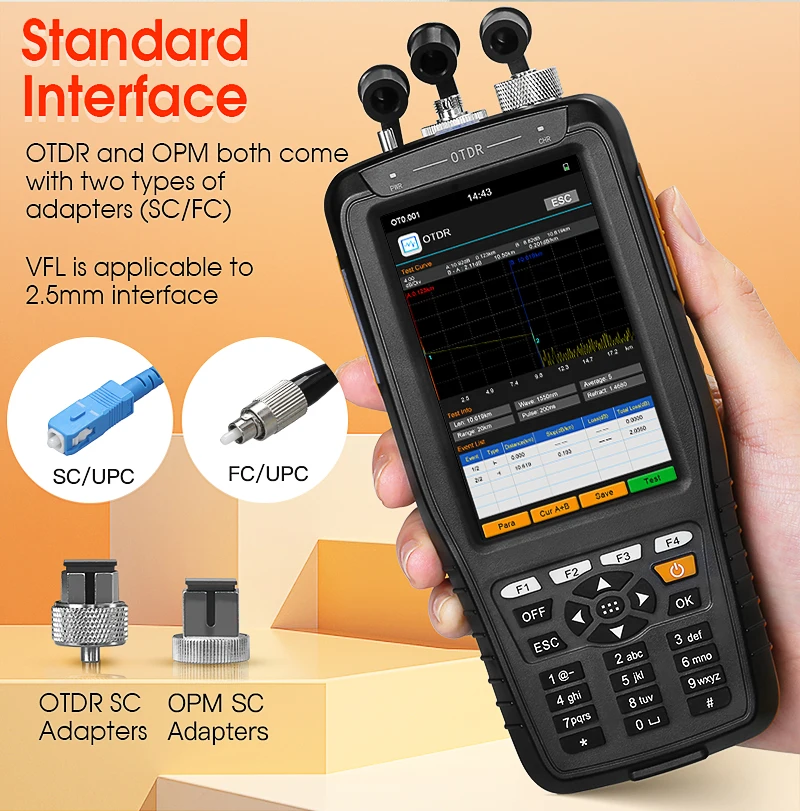 COMPTYCO AUA28U Mini 60KM Fiber Optic OTDR Optical Fiber Reflectometer Built in VFL with FC SC Touch