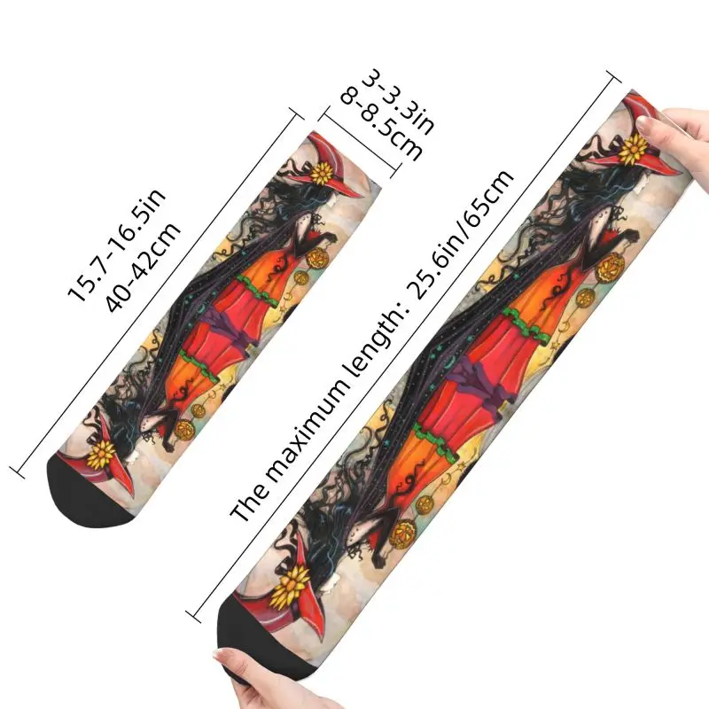 Lustige Halloween Hexe und schwarze Katze Fantasie Kunst Socken Männer Frauen warme 3D-Druck okkulte Gothic Wicca Fußball Sport Socken