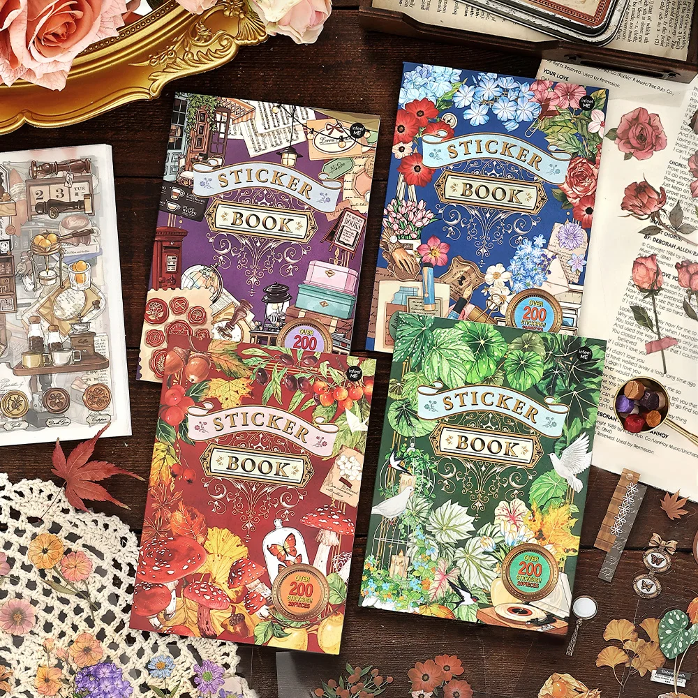 

20 листов/книга, серия Memory Parade, креативные ретро-наклейки с растениями и цветами из ПЭТ, вырезанные по контуру, для декора книг и журналов