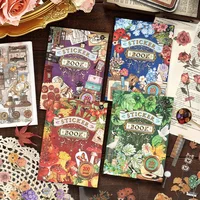 20 hojas/libro Serie Memory Parade, Pegatinas Creativas Retro de Plantas y Flores, Libro de Pegatinas PET, Decoración para Diario, Suministros para Manualidades