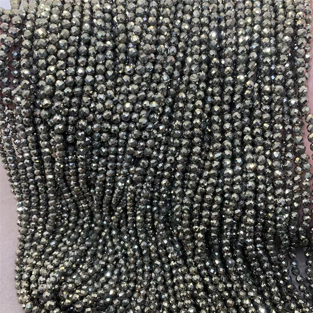 Natural Stone Pyrite Small Facet Beads Shiny 2/3/4mm Cut for DIY Accessories