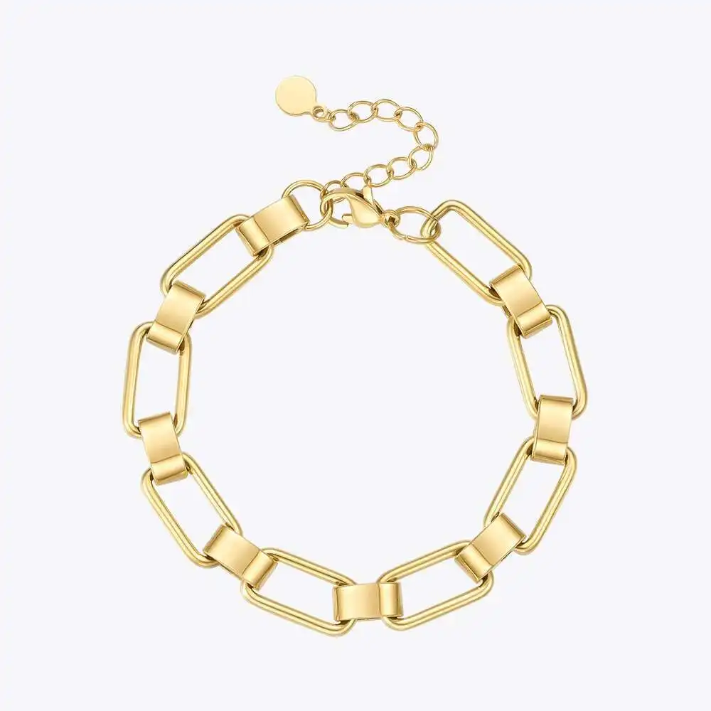 

ENFASHION Trend Chain Square Bracelet For Women Gold Color Bracelets 2022 Stainless Steel Pulseras Fashion Jewelry Party B202223