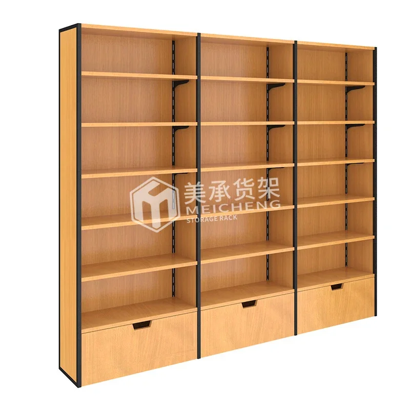 Meicheng Stationery Store Wooden Library Wall Bookcase Wall Bookshelf Designs Wall Mounted Bookcase