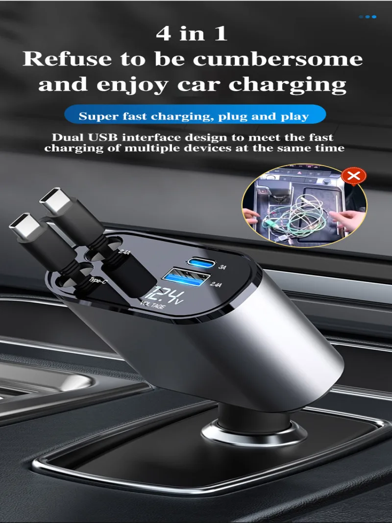 Car Charger Quick Charge for Samsung Xiaomi Huawei PD Fast Charging USB Type C Car Phone Charger for iPhone Series