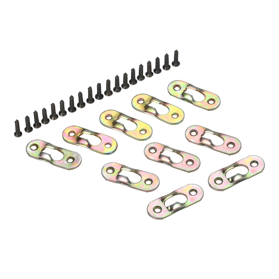 Dophee 10-Pack Metal Keyhole Hangers – Heavy Duty Hanging Plates For Pictures, Frames, Mirrors, 1.46 X 0.50 Inch, With Screws