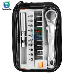 12pcs Portable Mini Ratchet Screwdriver Bits Drill Set Adjustable Dismountable 1/4 Socket Ratchet Wrench Set Household Hand Tool