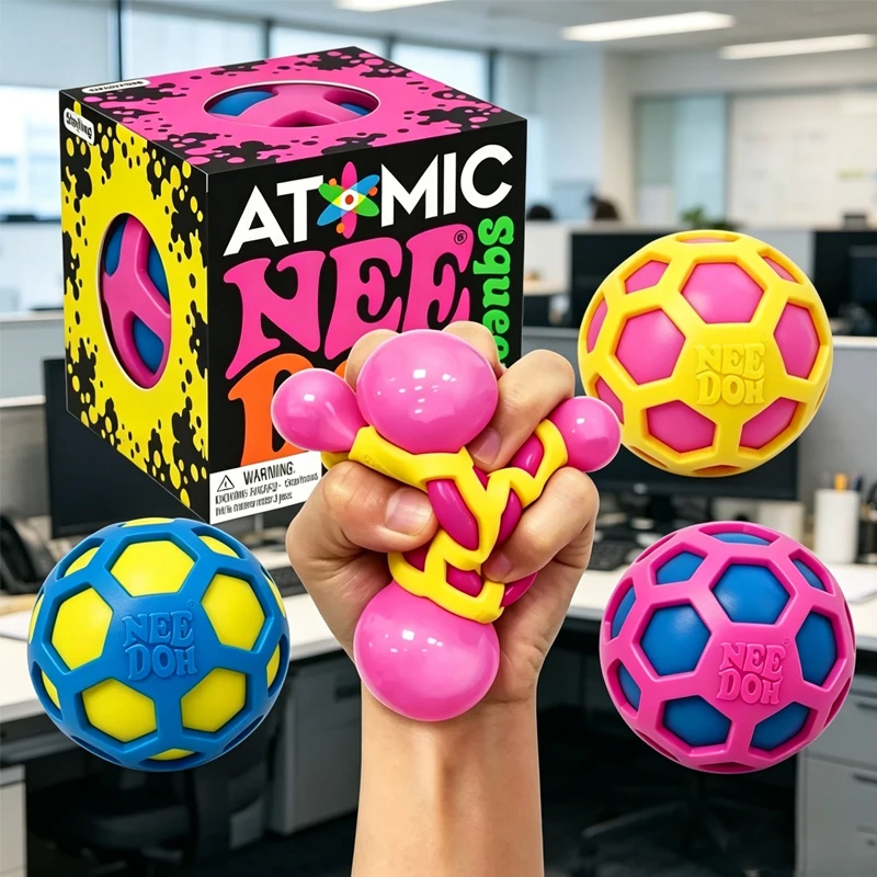 NeeDoh Squishy Schylling Atomic, Pelota Antiestrés, Caja Sorpresa de Juguetes Sensoriales NeeDoh, Regalo para Fiestas