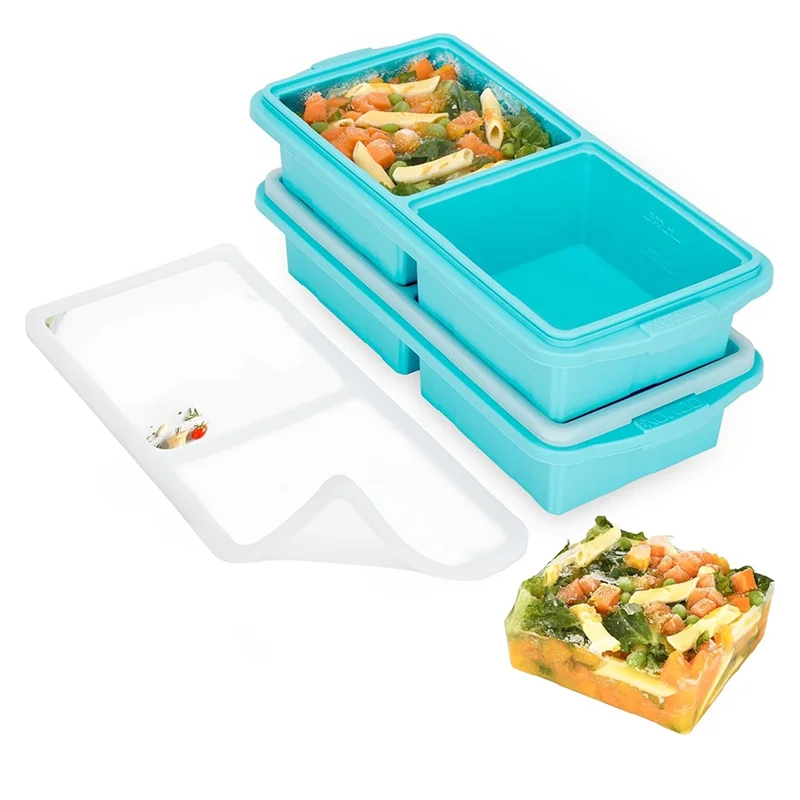 

TFORU-Silicone Freezer Tray With Lid - 2-Cup Large Tray For Freezing Soup, Stews, Sauces - Oven & Dishwasher-Safe