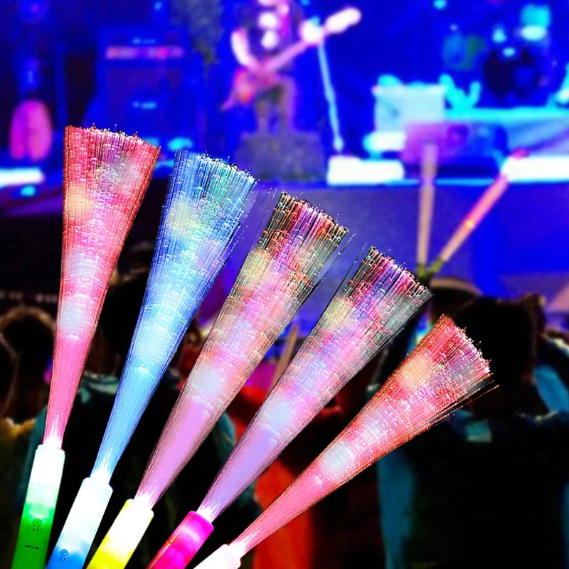 2 ชิ้น Light Sticks ที่มีสีสันไฟเบอร์ออปติก Rod แท่งเรืองแสง Cheer Tube Dark Light ของเล่นสําหรับคริสต์มาสวันเกิดงานแต่งงานอุปกรณ์