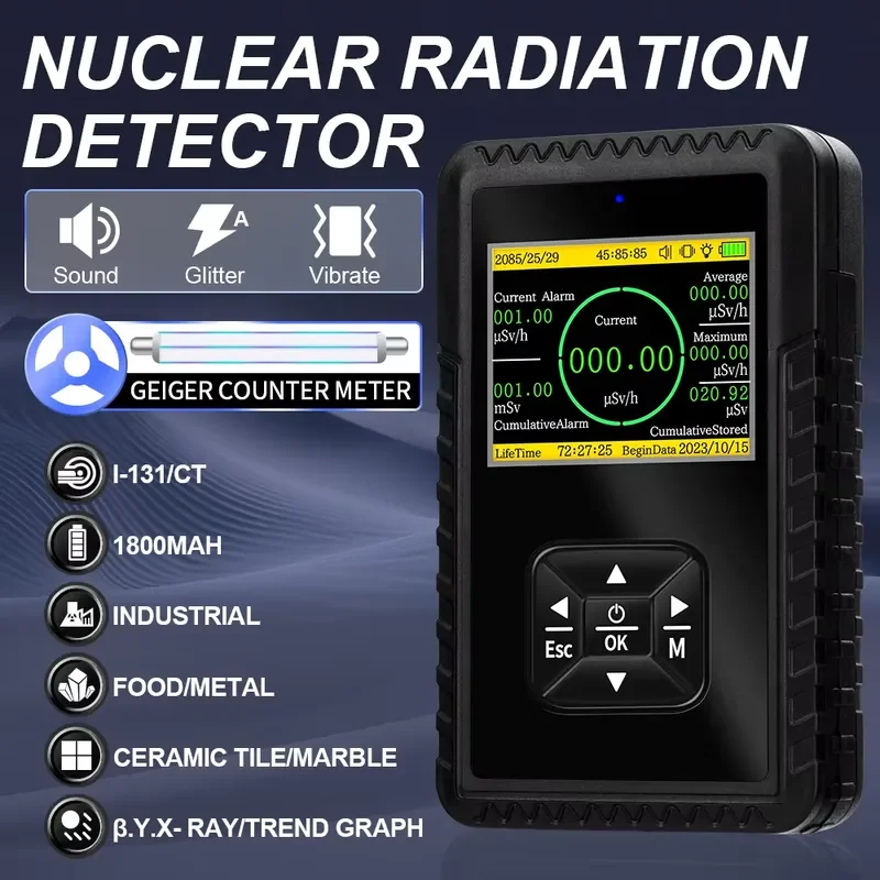 Counter Nuclear Radiation Detector High Sensitivity Triple Alarm Acoustic and Optical Vibration Alarm