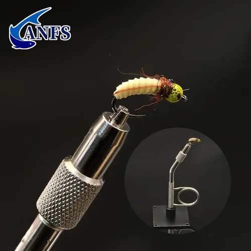 Imagen 2 del producto ANFS 1 pieza Tornillo de banco giratorio para atado de moscas, herramienta para fabricación de moscas, accesorios de pesca, abrazadera C portátil, gancho de acero, tornillo