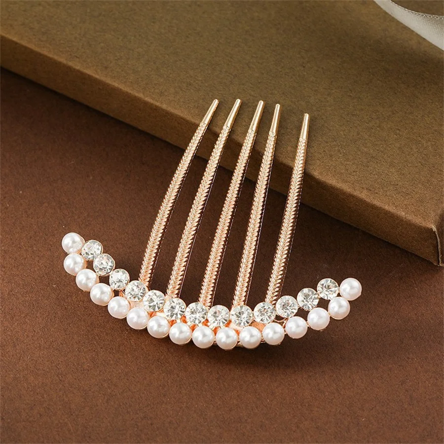 Pearl Water Diamond Metal Pan Haareinsatz Kamm Kugelkopf Neujahr Pan Haarkamm Haarnadel Muttertag Urlaub Geschenk Haarschmuck – Detail 5