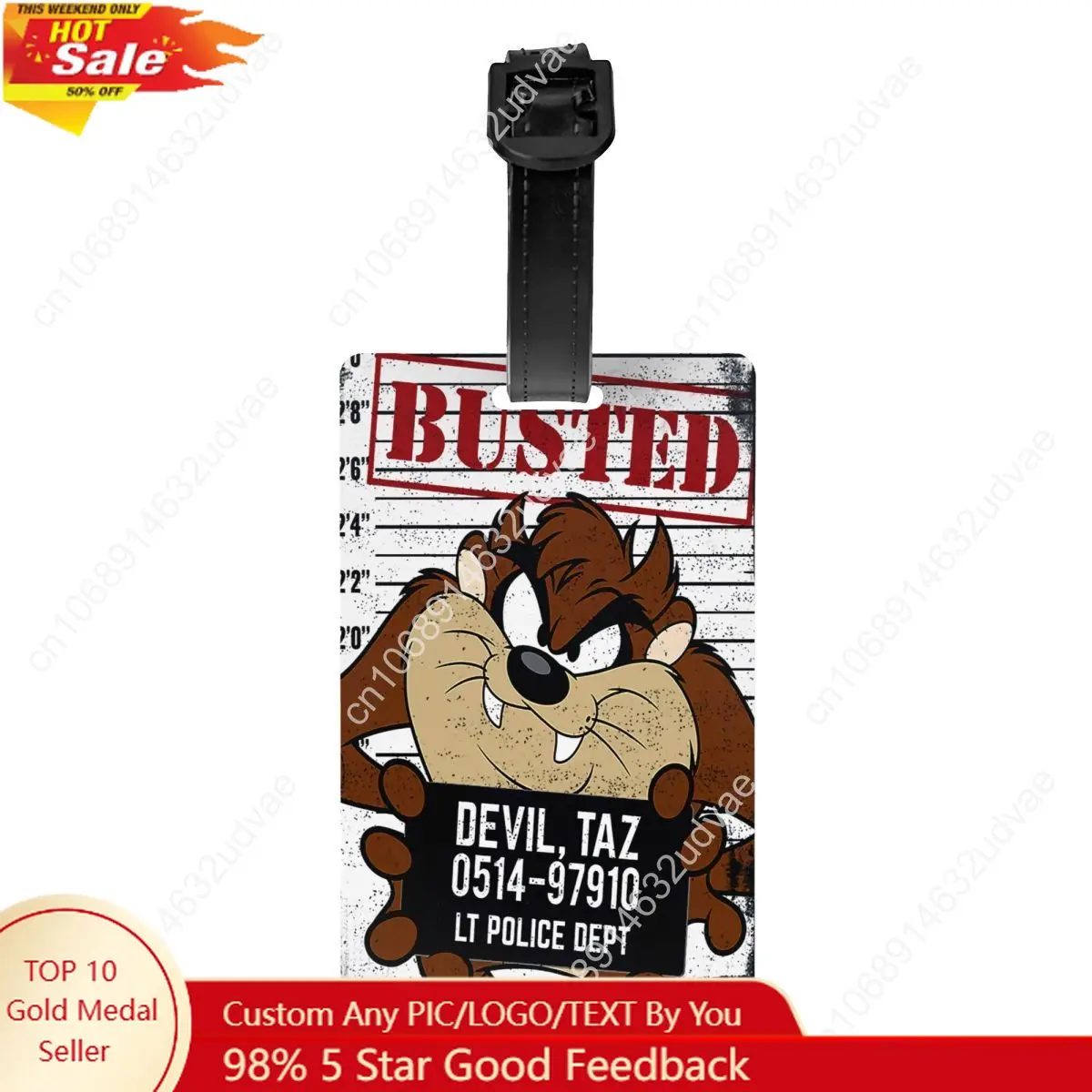 

Custom Cartoon Anime Taz Tasmanians Devils Luggage Tag Travel Bag Suitcase Privacy Cover ID Label