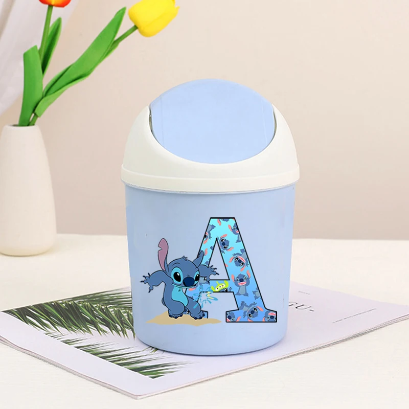 غرزة صندوق سطح المكتب الصغير مع غطاء الكرتون رسالة مطبوعة سلة المهملات الصغيرة غرفة نوم موضة القمامة يمكن تنظيف صندوق تخزين مساحة العمل #2