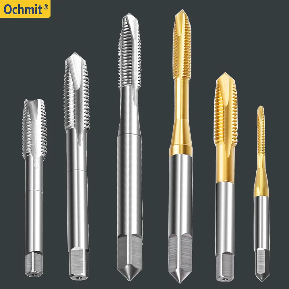 Ochmit 1PC M2 M4 M8 M16 M10 M12 CNC JIS Straight Spiral Flute Groove Through Blind Hole Thread HSS Machine Screw Taps