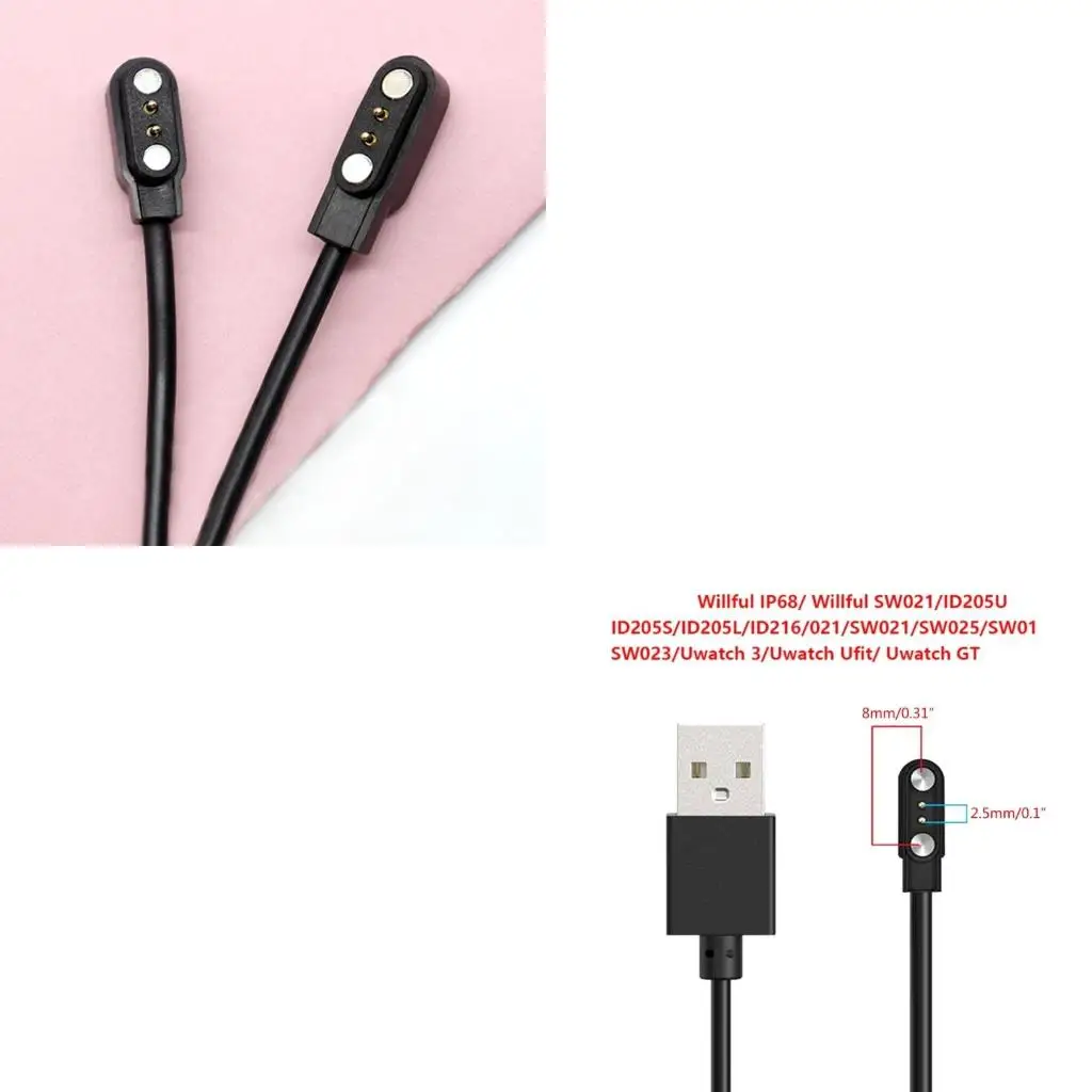 Smarwatch USB Charging Cable for Willful IP68/Willful/SW021/ID205U/ID205S/ID205L/ID216/021/SW021