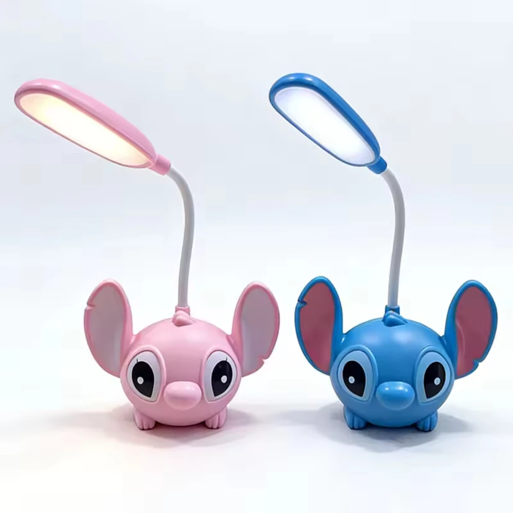 Lámpara de escritorio LED con diseño de los personajes de la caricatura Lilo & Stitch, con brazo flexible y ajustable, luz nocturna, ideal para la habitación de los niños, para estudiar o leer, y como regalo.