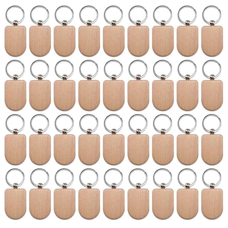 

50 Pieces Blank Wooden Key Tag Key Engraving Blanks Unfinished Wood Keychain Key Ring Key Tags For DIY Crafts Style 7