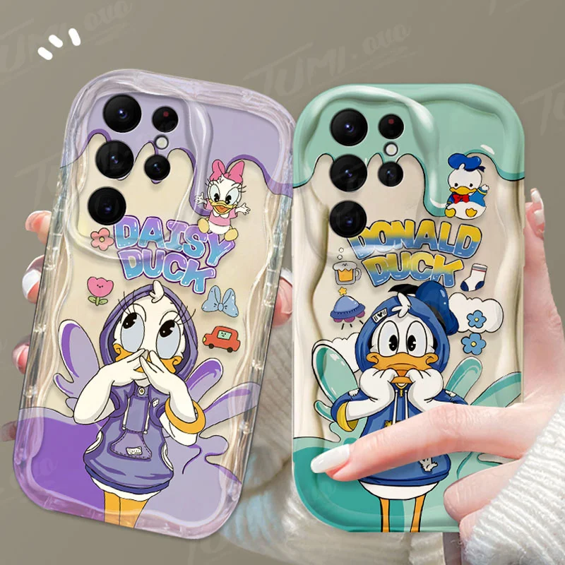 Disney Donald Daisy Duck 3D Wave Case For Samsung Galaxy S24 Ultra S23 S22 Plus S21 S20 FE A25 A55 A35 5g Clear Silicone Cover